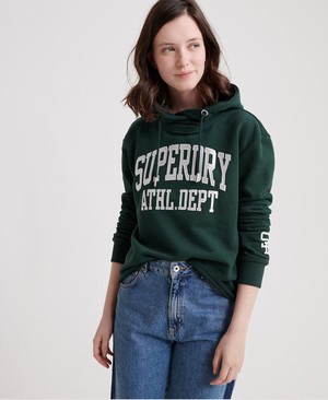 Superdry Arch Applique College Crop Női Kapucnis Pulóver MélyZöld | SKJBH0587